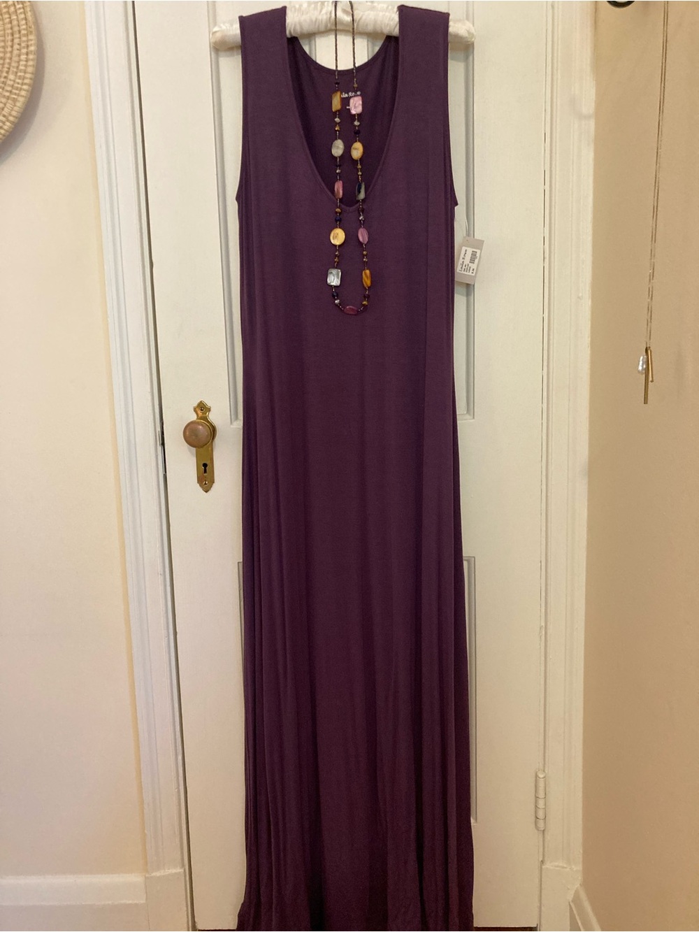 Deep plum knit maxi dress